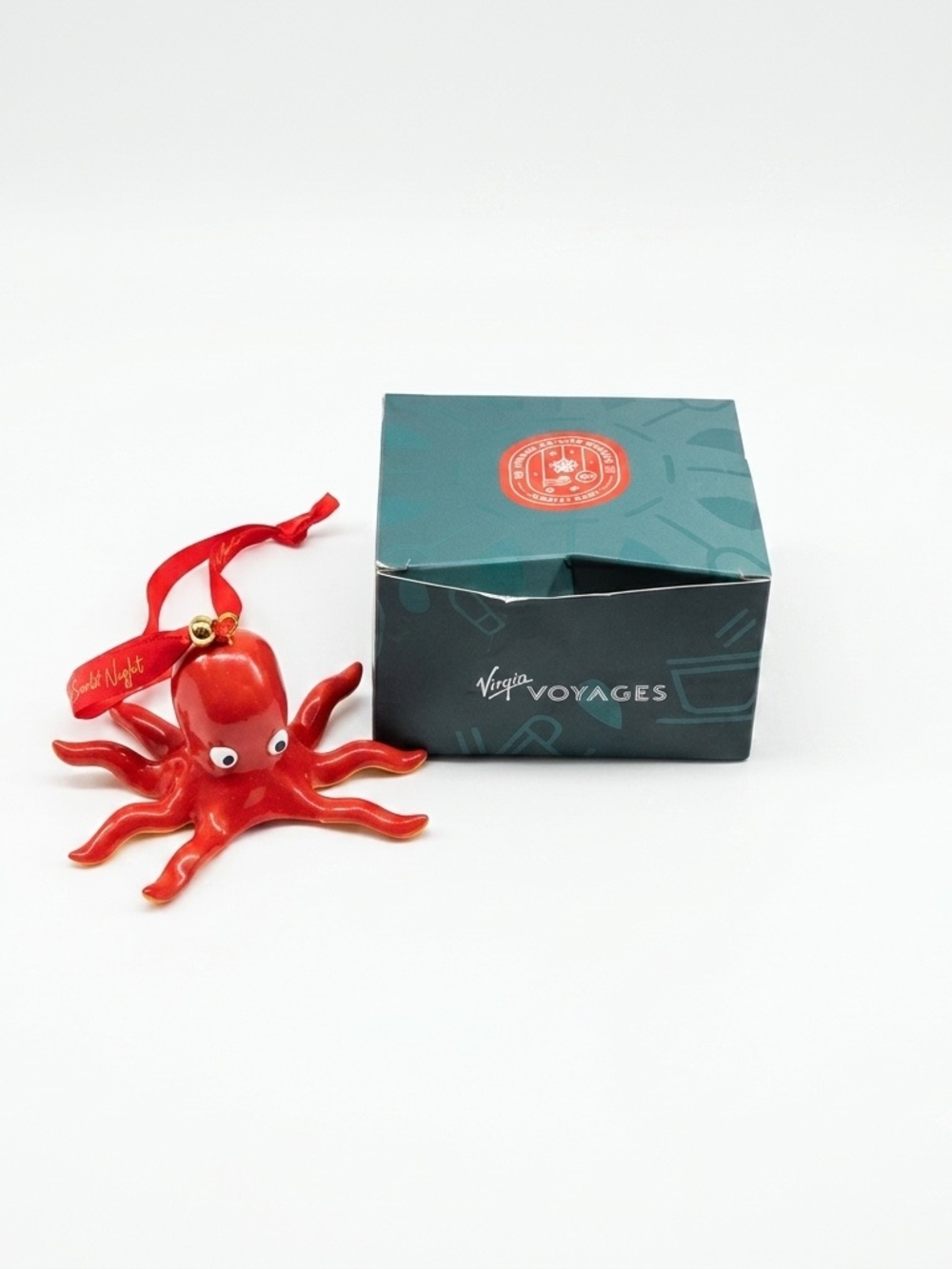 Virgin Voyages Holiday 2025 Octopus Ornament — "Scarlet Night" NEW